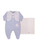 Kit Saída Maternidade Menina Hidden Bear Azul e Natural 2 Peças Plush Sonho Mágico