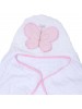 Toalha De Banho Soft Papi Toys Com Capuz Bordado Borboleta Rosa 