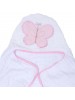 Toalha De Banho Soft Papi Toys Com Capuz Bordado Borboleta Rosa 