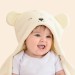 Cobertor De Microfibra Creme  Mami Bichuus Com Capuz Bordado Urso