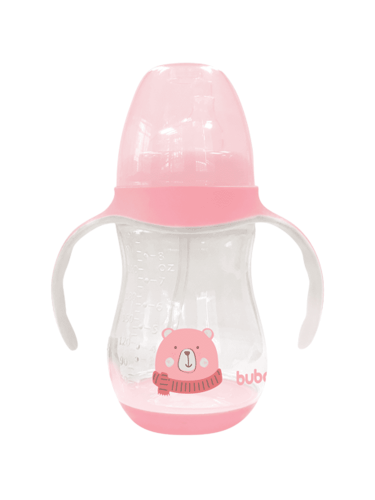 Copo Com Bico de Silicone e Alça Rosa 250 mL Buba