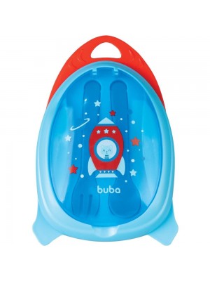 Kit Refeição Com Talher Foguete Azul Buba Baby