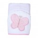 Toalha De Banho Soft Papi Toys Com Capuz Bordado Borboleta Rosa 