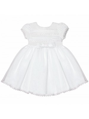 Vestido Branco Batizado Pregas Bárbara Kids