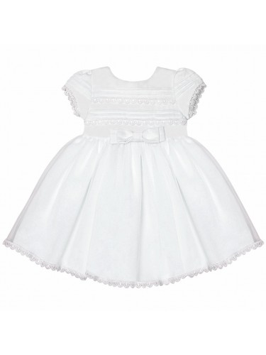 Vestido Branco Batizado Pregas Bárbara Kids