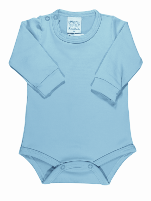Body Manga Longa Azul Quentinho Ultramicro Thermo RoseBud