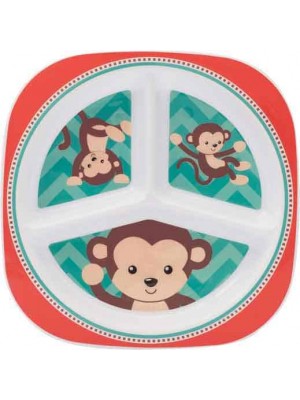 Prato com Divisórias Animal Fun Macaco Buba