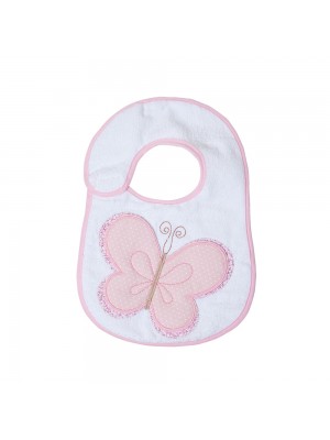 Babador Felpudo e Plastificado Borboleta Rosa Papi Toys 