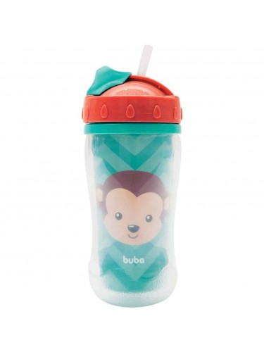 Copo Parede Dupla Com Canudo Animal Fun Macaco Buba
