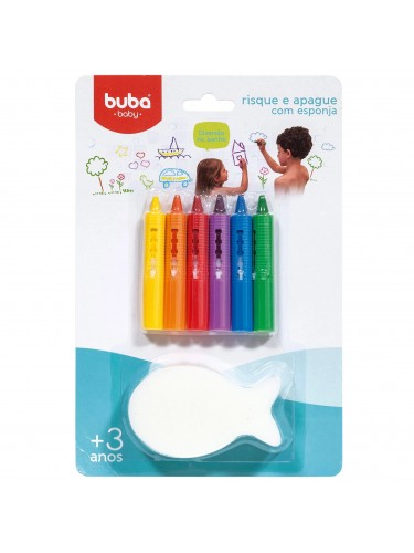 Risque e Apague com Esponja Buba Baby para Banho Cores Sortidas