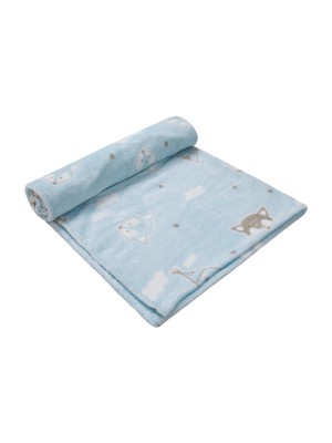 Cobertor Microfibra Mami Papi Estampado Raposinha Azul