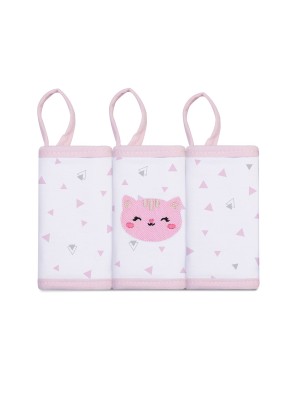 Paninho de Boca com Prendedor de Chupeta Mami Bichuus Gatinha Rosa