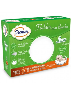 Fralda Luxo Branca com Bainha Cremer