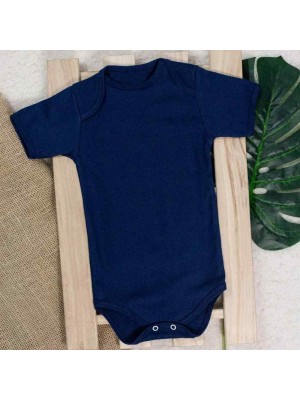 Body Liso Manga Curta Azul Marinho 12 a 24 meses