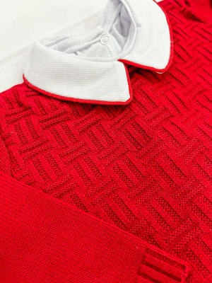 Macacão de Tricô Vermelho com Body Masculino Tricart