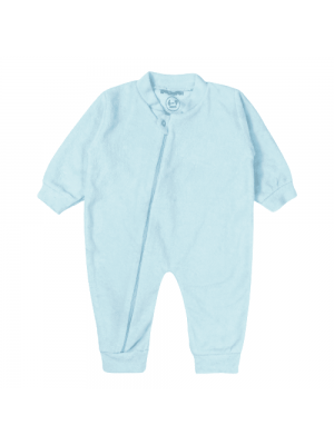 Macacão Longo com Zíper em Plush Azul Claro - Era Uma Vez