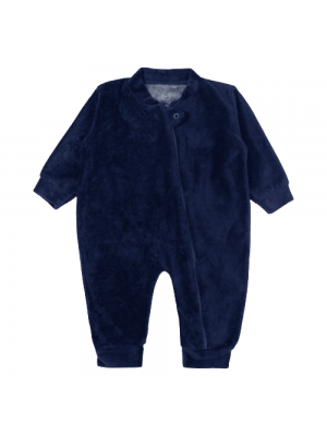 Macacão Longo com Zíper em Plush Azul Marinho - Era Uma Vez