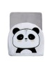 Toalha de Banho Forrada Cinza com capuz bordado de Panda Friends